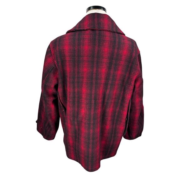 Vintage Woolrich Jacket Men’s 44 Red Black Plaid Wool 30s 40s Hunting Coat Heavy - Picture 5 of 13